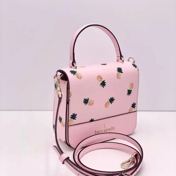 G Kate Spade Staci Square Pineapp Crossbody Pink Saffiano K7629 NWT $299 MSRP FS - Picture 12 of 14